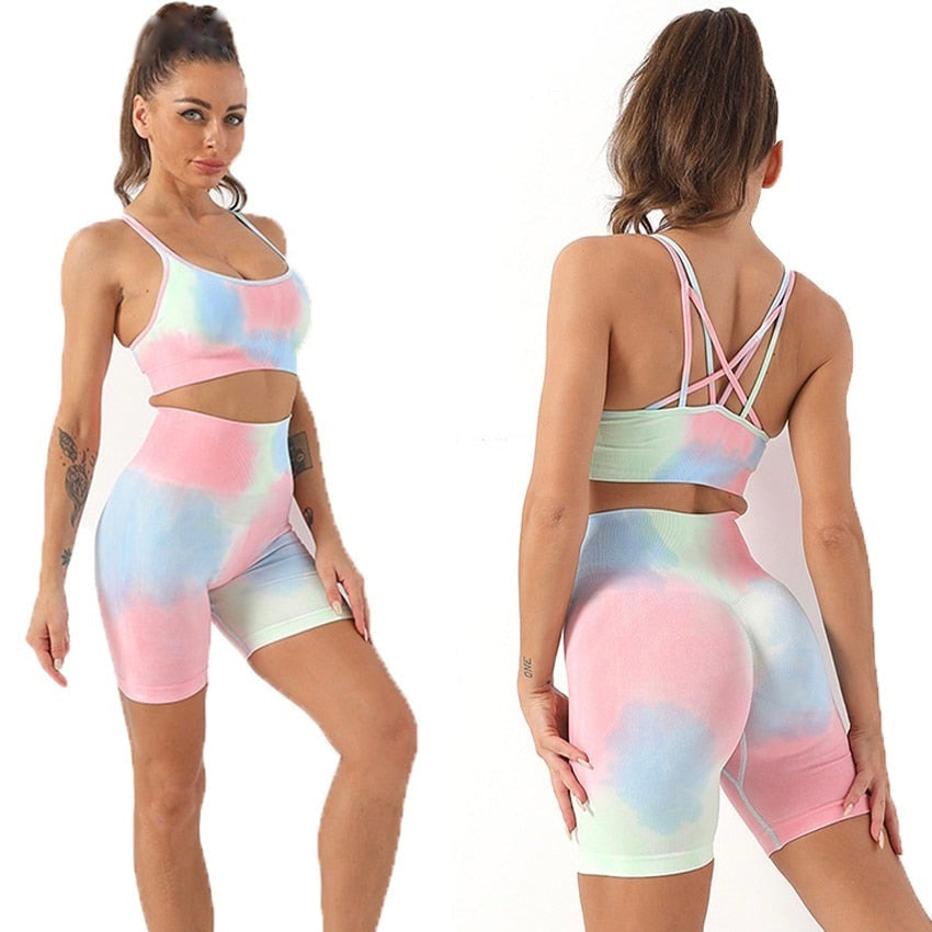 Vrouwelijke Sport Set Korte Broek Tie Dye - Mode Vibes
