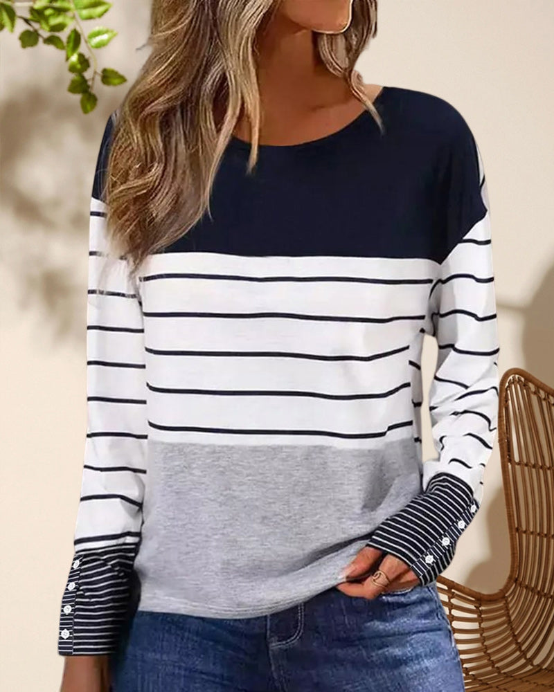 Dames Top met Gestreepte Print