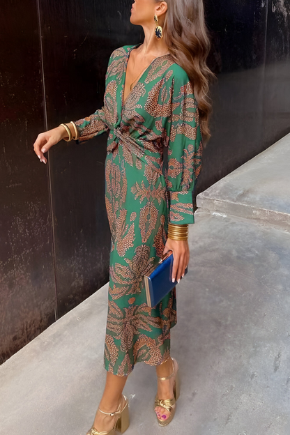 Midi-Jurk Bloemenpatroon Elegante Stijl