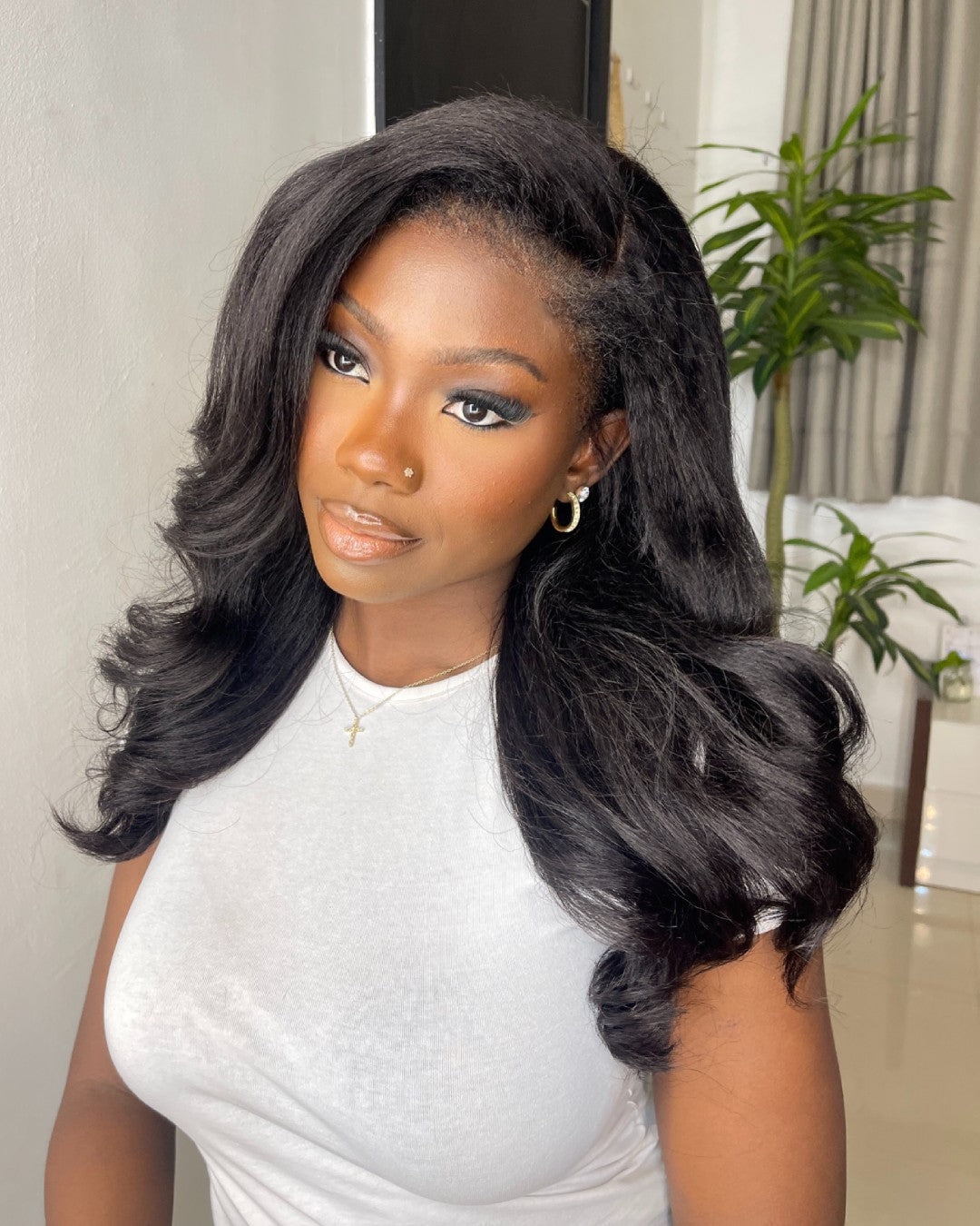 Pruik Zwarte HD Lace Body Wave Krullen