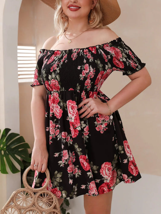 Zomerjurk Off-Shoulder Fleurig Jurk voor Vrouw - Mode Vibes