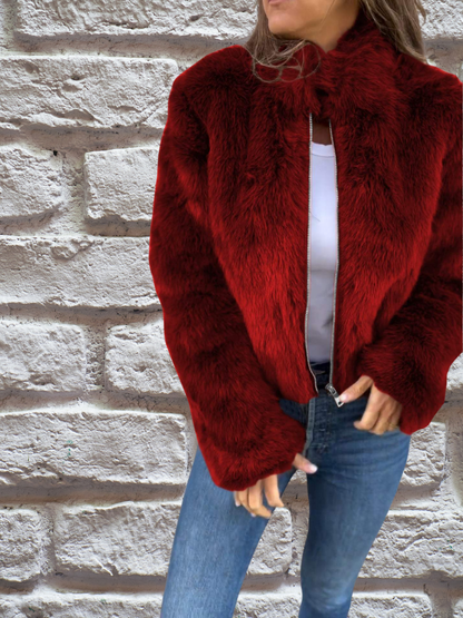 Dames velvet jas – Zachte pluche stof – Chic & warm voor herfst en winter