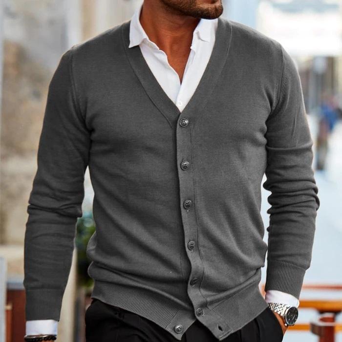 Mannen Cardigan Casual Stefan Vest Zwart Grootste Maten