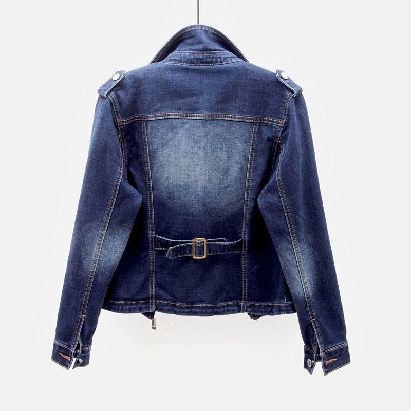 Stoere Denim Jack Met Asymmetrische Rits