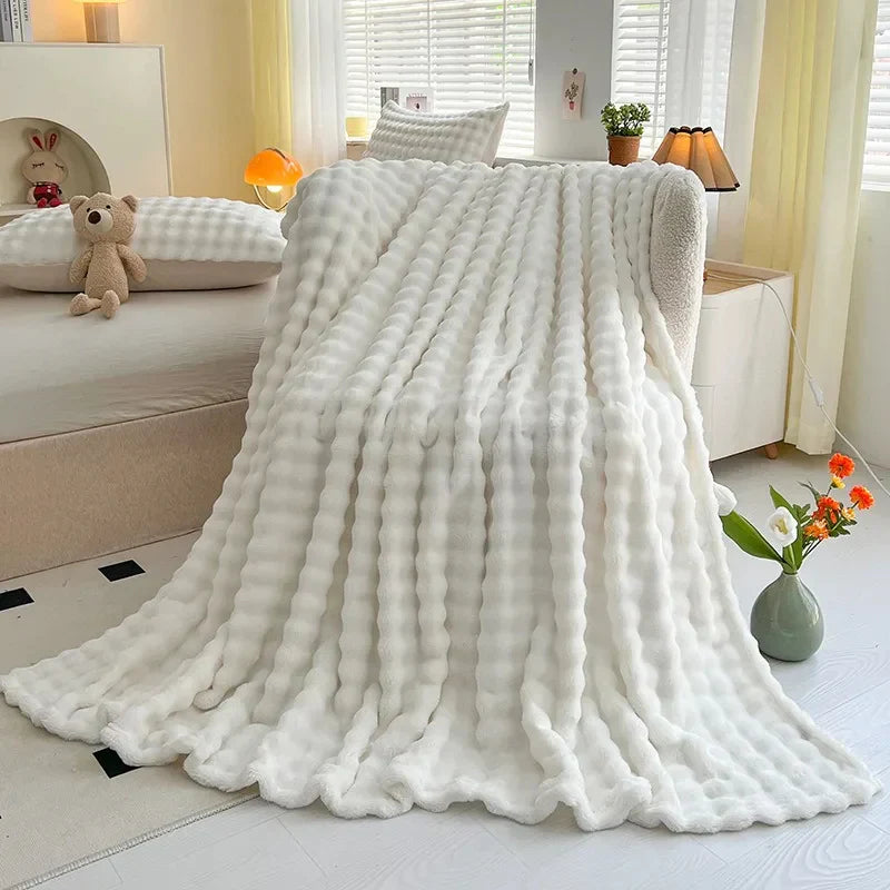Zachte Fleece Deken met Bubbeltextuur Warm en Plush