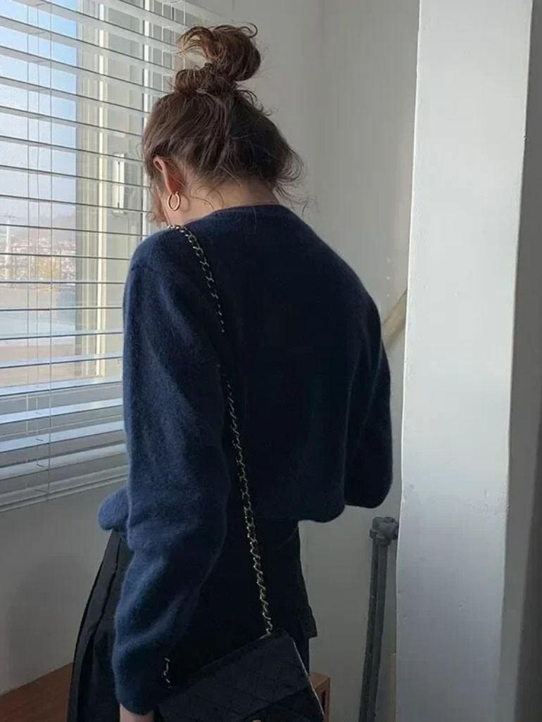 Gebreide Vest met O-hals voor Vrouw