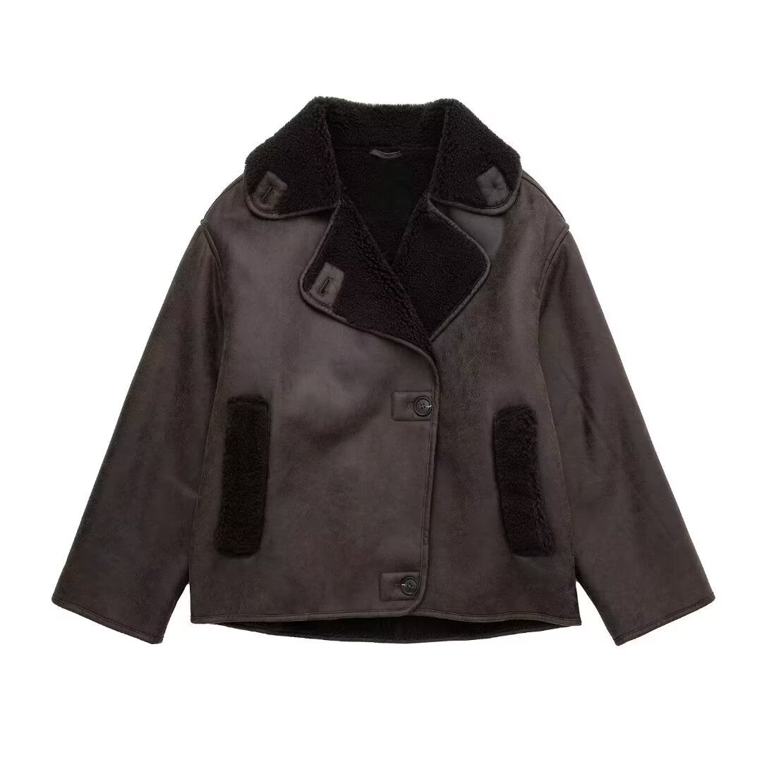 Dames Pilotenjas Oversized met Teddy Voering en Knopen