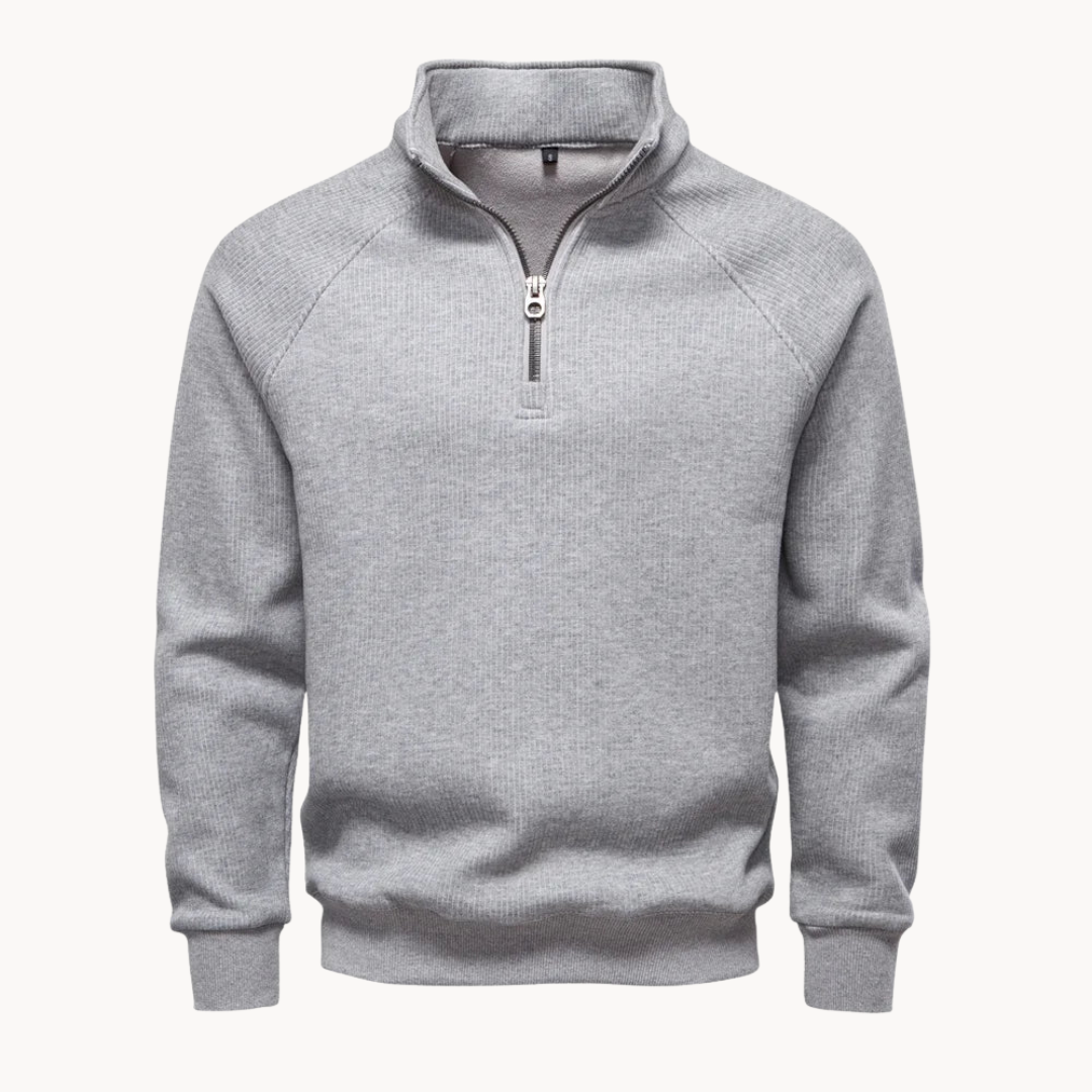 Heren Quarter-Zip Trui van Katoenmix