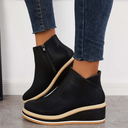Elvora – Dames Enkelboots met Plateauzool en Rits