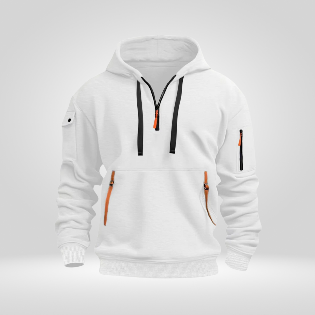 Heren Hoodie Half Zip – Comfortabele Jogging Trui met Zakken