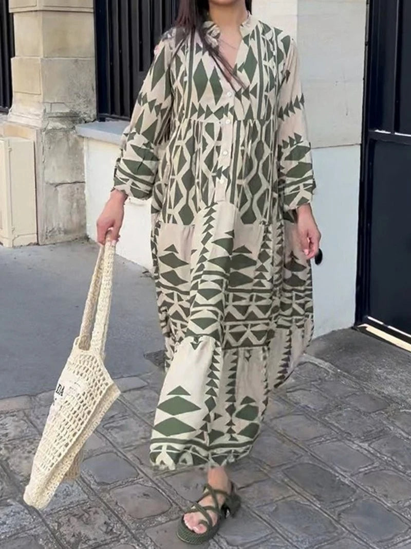 Maxi Jurk Vintage Stijl Trendy Dameskleding