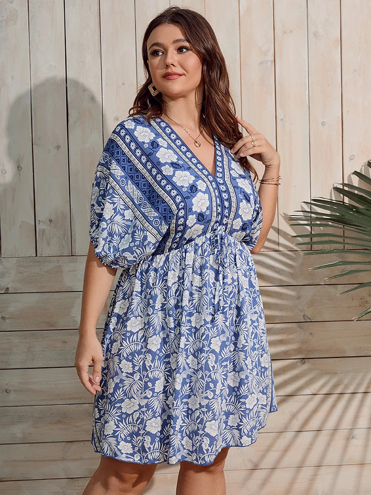 Plus-Size Bloem Jurk Stijlvol Grootmaten - Mode Vibes