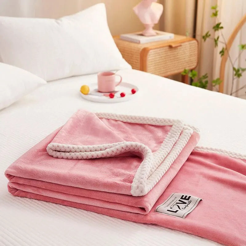 Zachte Fleece Deken Roze Warm voor Bank en Bed