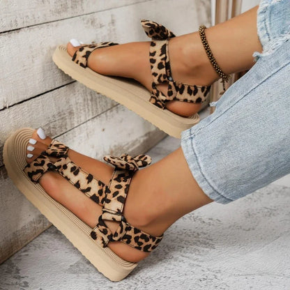 Damessandalen Luipaardprint Leer Zomerschoenen
