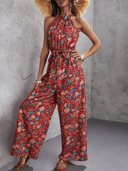 Halter Jumpsuit Gebloemd Zomerjurk Vrouw