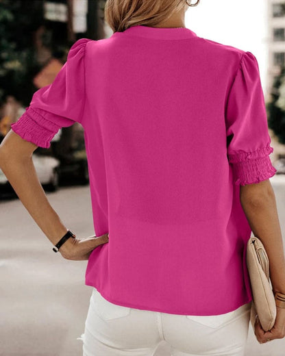 V-hals Blouse Korte Mouwen Elegante Zomer blouse