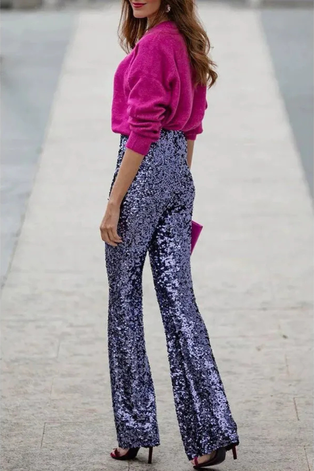 Vrouwelijke Flared Broek Glitter Pailletten Feestkleding