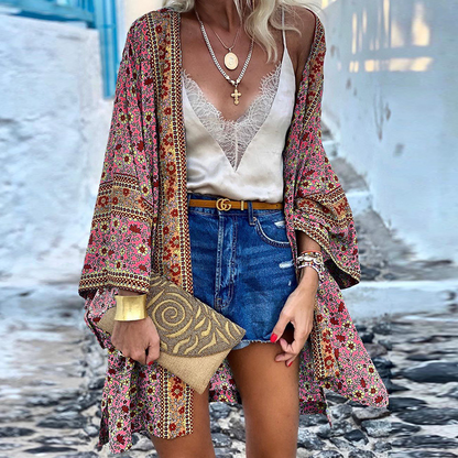 Boho Cardigan Middellange Kimono Zomerse Stijl