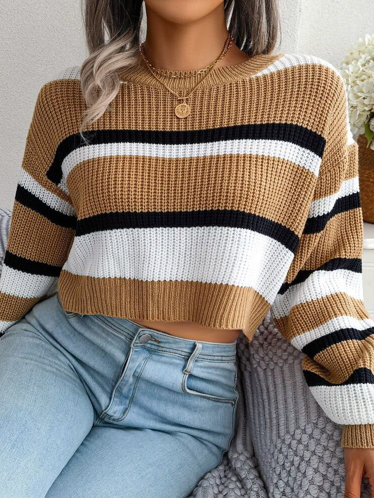 Dames Crop Trui Gestreept Kort Model