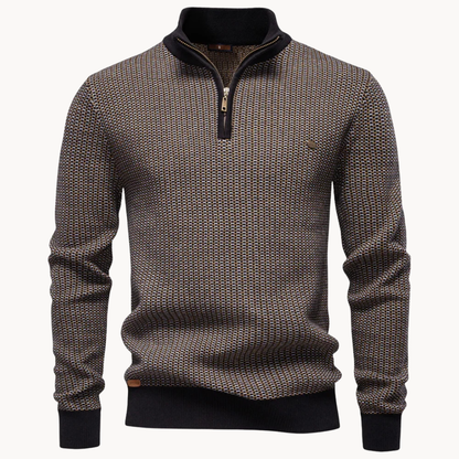 Corbin Pullover met Textuur en Kwart Rits