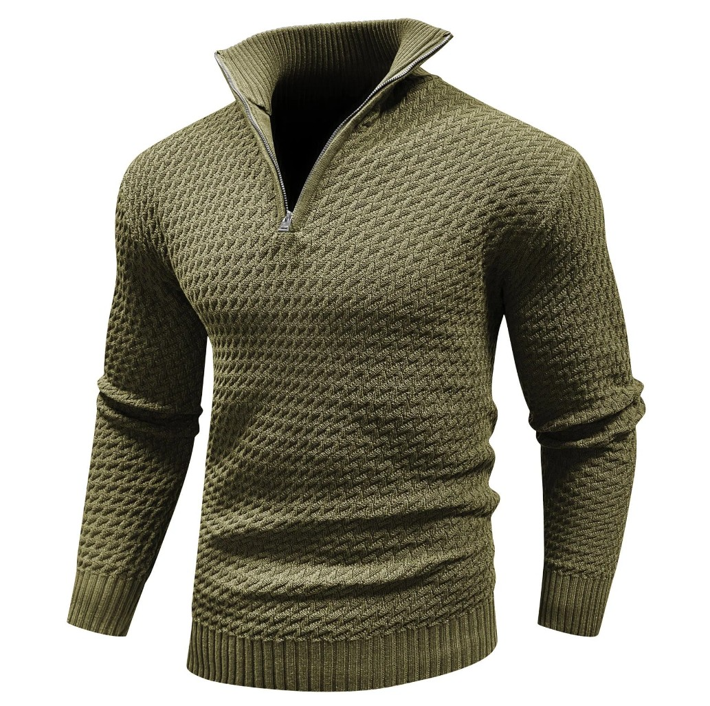 Gebreide Trui Half Zip Wolmix Zacht en Comfortabel