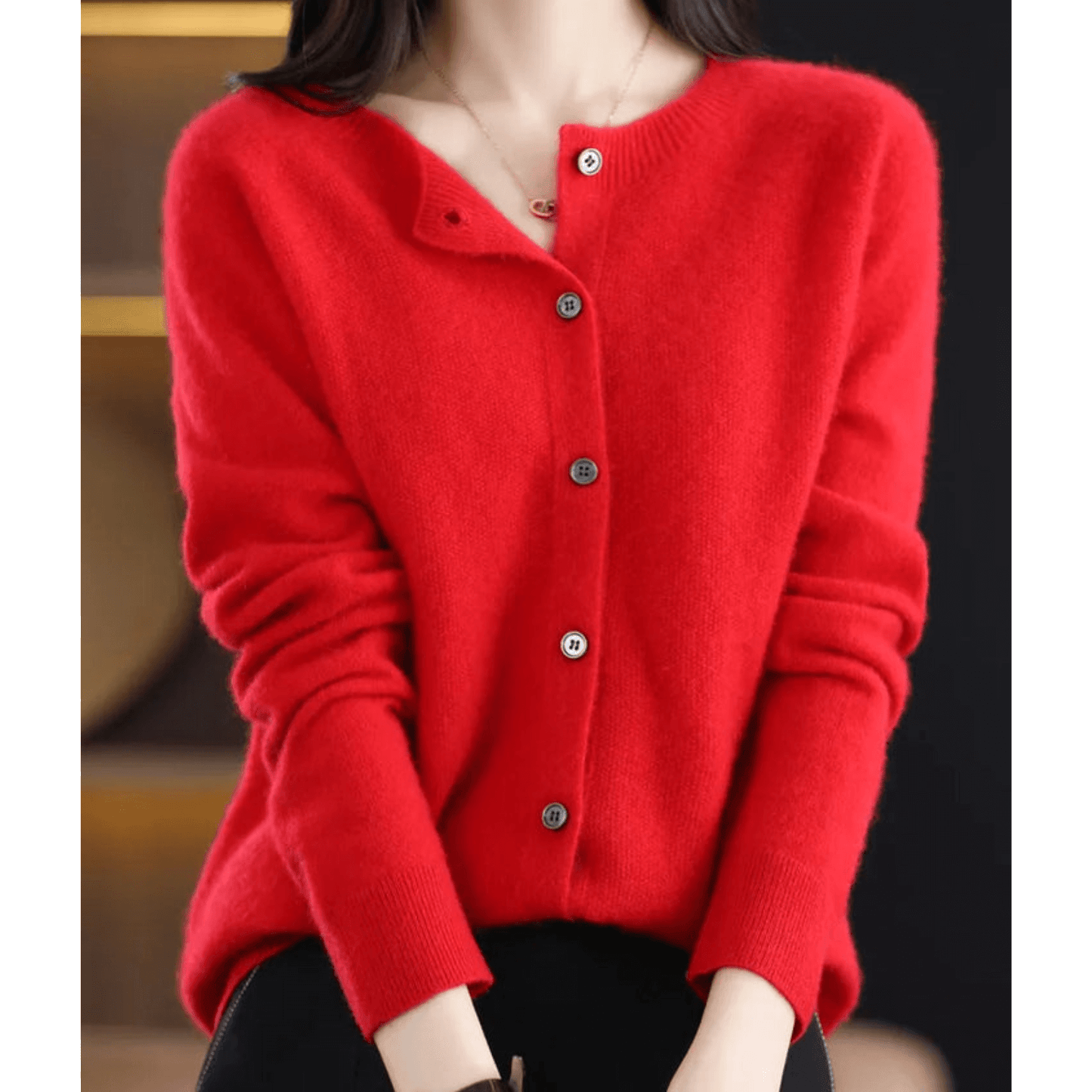 Dames Fijngebreid Vest met Ronde Hals – Wolachtige Look