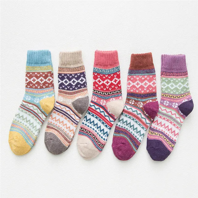 Wintersokken Retro Stijl Warme Wollige Socken