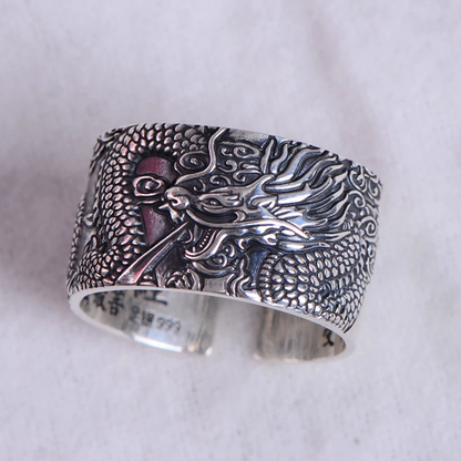 Zilveren Ring met Draak Motief Uniek en Stijlvol