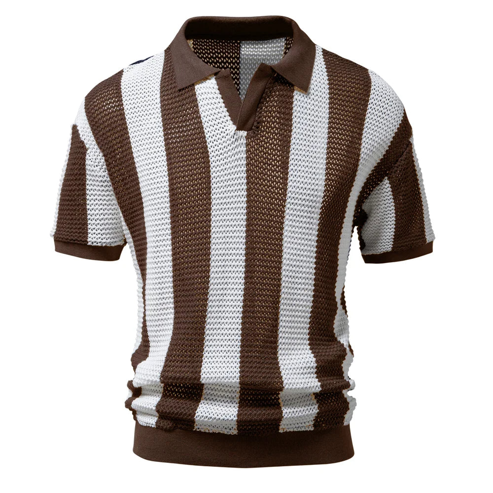 Herenshirt Gestreept Ademend Poloshirt Casual Model