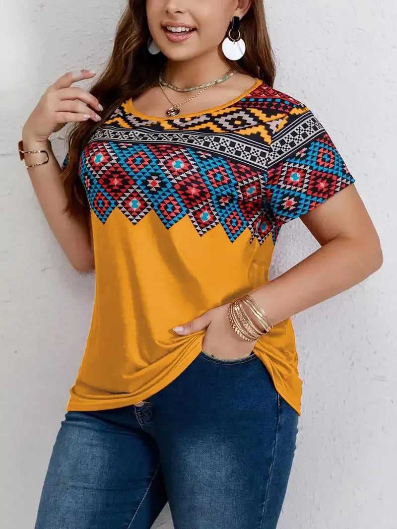Plus-Size T-Shirt Vrouw Casual Katoen