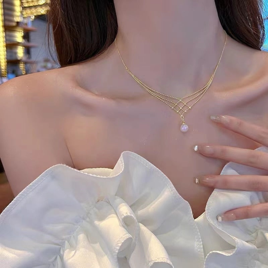 Ketting Parelketting Geweven Zilverkleurig