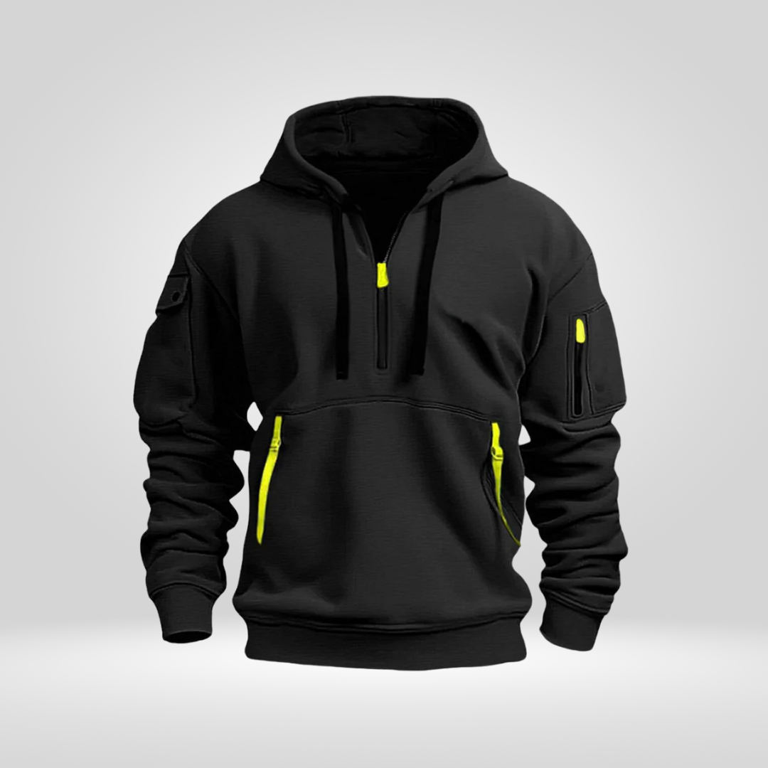 Heren Hoodie Half Zip – Comfortabele Jogging Trui met Zakken