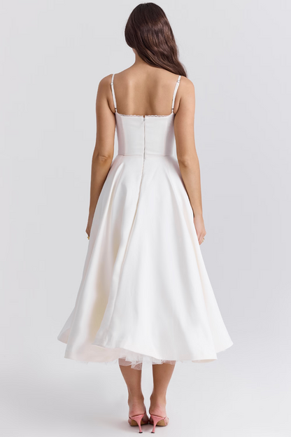 Midi Jurk met Tule Rok Elegante Vrouwelijke Stijl