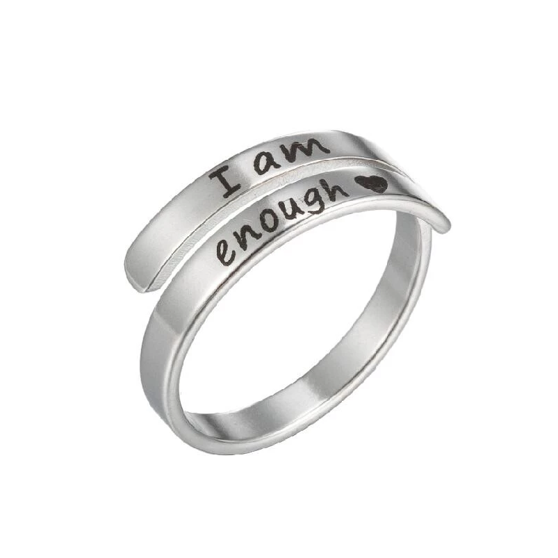 Zilveren Ring Motivatie I Am Enough Zelfvertrouwen
