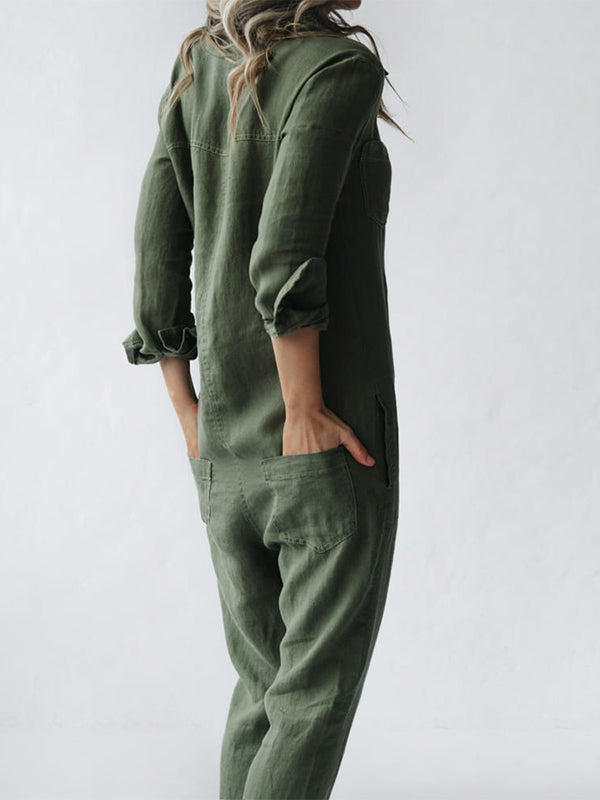 Vrouwelijke Jumpsuit van Katoen met Zakken en Comfortabel Design