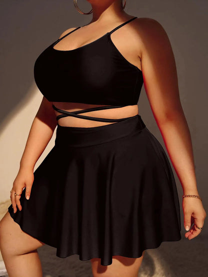Plus-Size Bikini Set Driedelig Stijlvol Zwemkleding