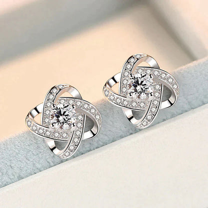Ketting met Liefdesknoop en Oorbellen Set Zilver Geschenk