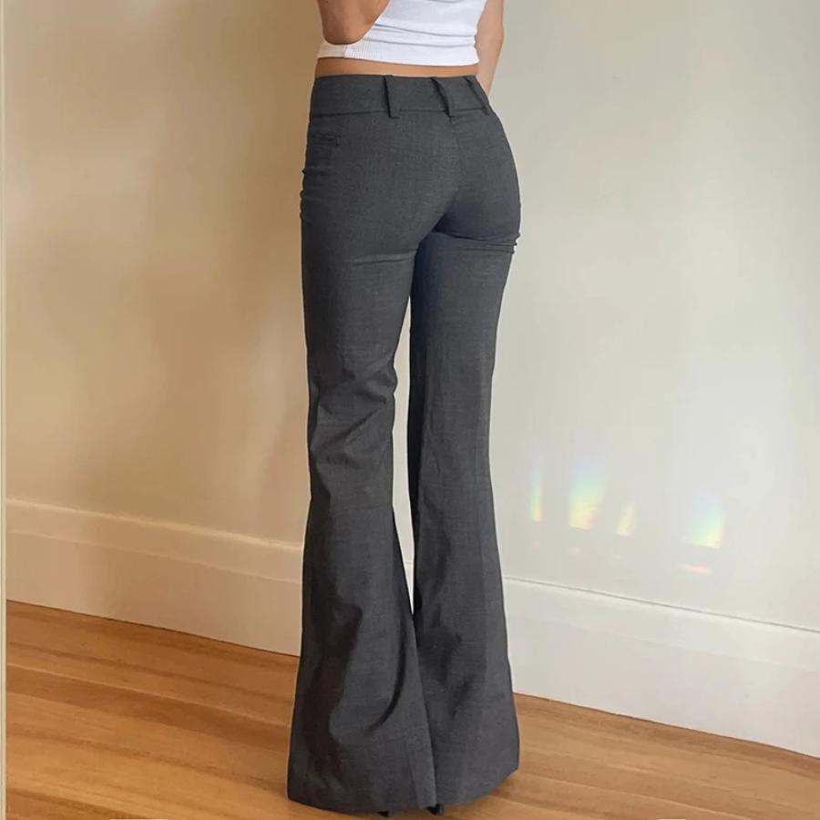 Elegante Broek met Hoge Taille en Uitlopende Pijpen