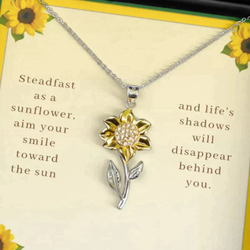 Zilveren Ketting met Gouden Zonnebloem Hanger