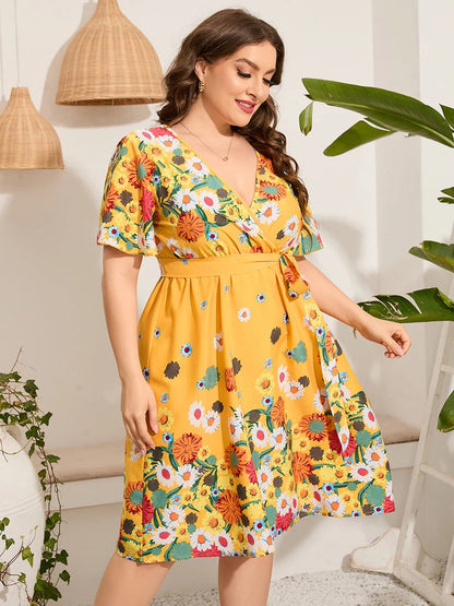 Midi-jurk voor Vrouw Zomer Trendy Korte Mouw