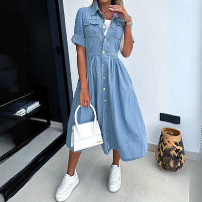 TrendLuxe Denim Jurk voor Stijlvolle Vrouwen