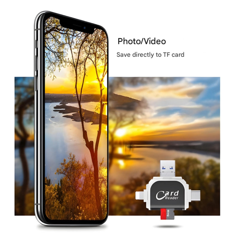 SD Kaartlezer 4-in-1 met TF en USB