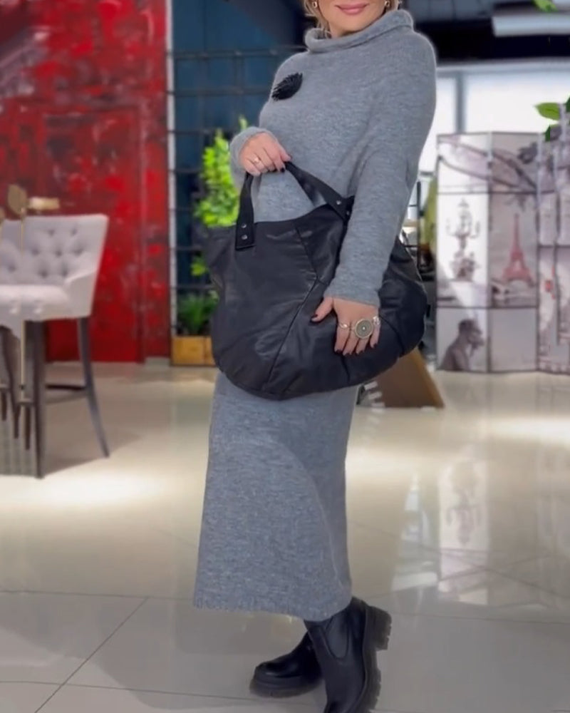Damesjurk Elegante Lange Jurk met Colkraag