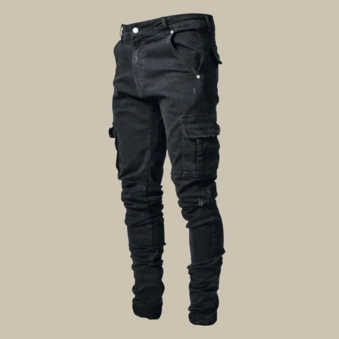 Heren Cargo Jeans Stretch Zwart Premium Kwaliteit