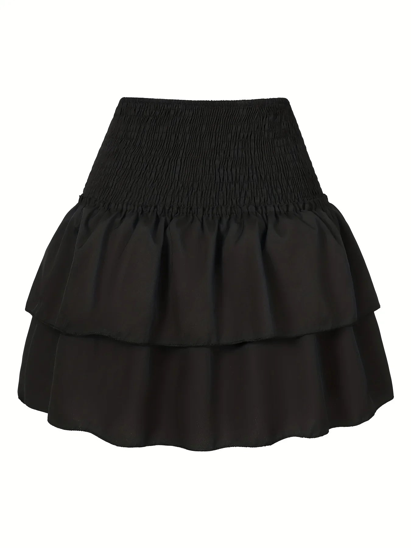 Modieuse Rok met Geplooide Taille en Gelaagde Zoom