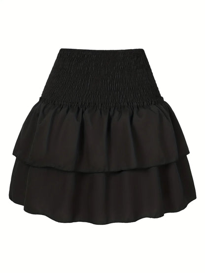 Modieuse Rok met Geplooide Taille en Gelaagde Zoom