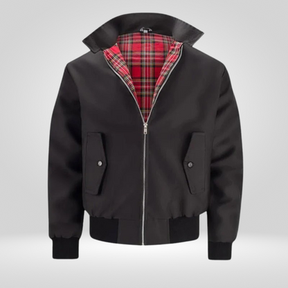 Heren Jas Retro Model met Tartan Voering en Ritssluiting
