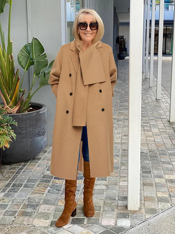 Yula - Lange Warme Oversize Sjaal Jas voor Winter - Mode Vibes