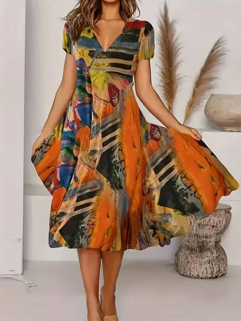Boho Zomerjurk V-halslijn Mooie Bloemenprint - Mode Vibes