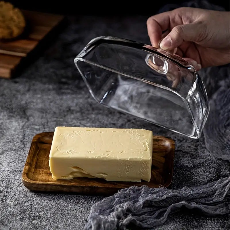Houten Boterhouder met Glasdeksel